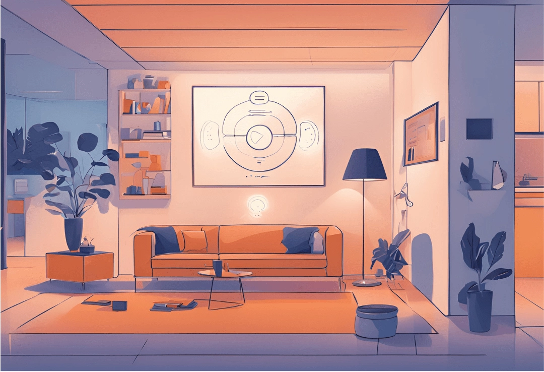 Smart home living room illustration