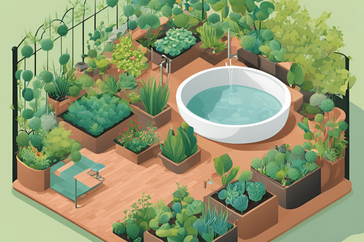 AI illustration of a smart garden