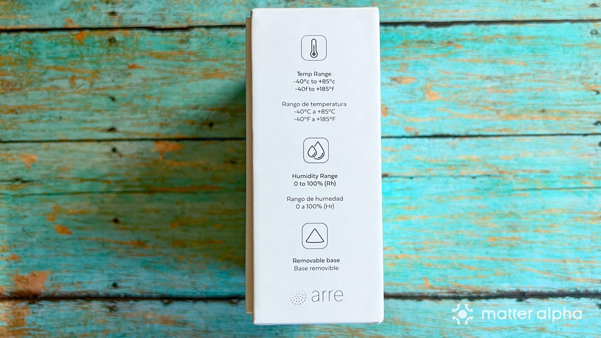 Arre temperature sensor review box side