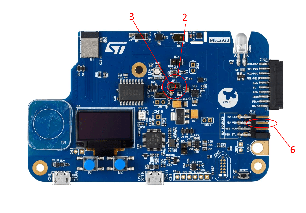 Connectivity stm32wb55mm dk front