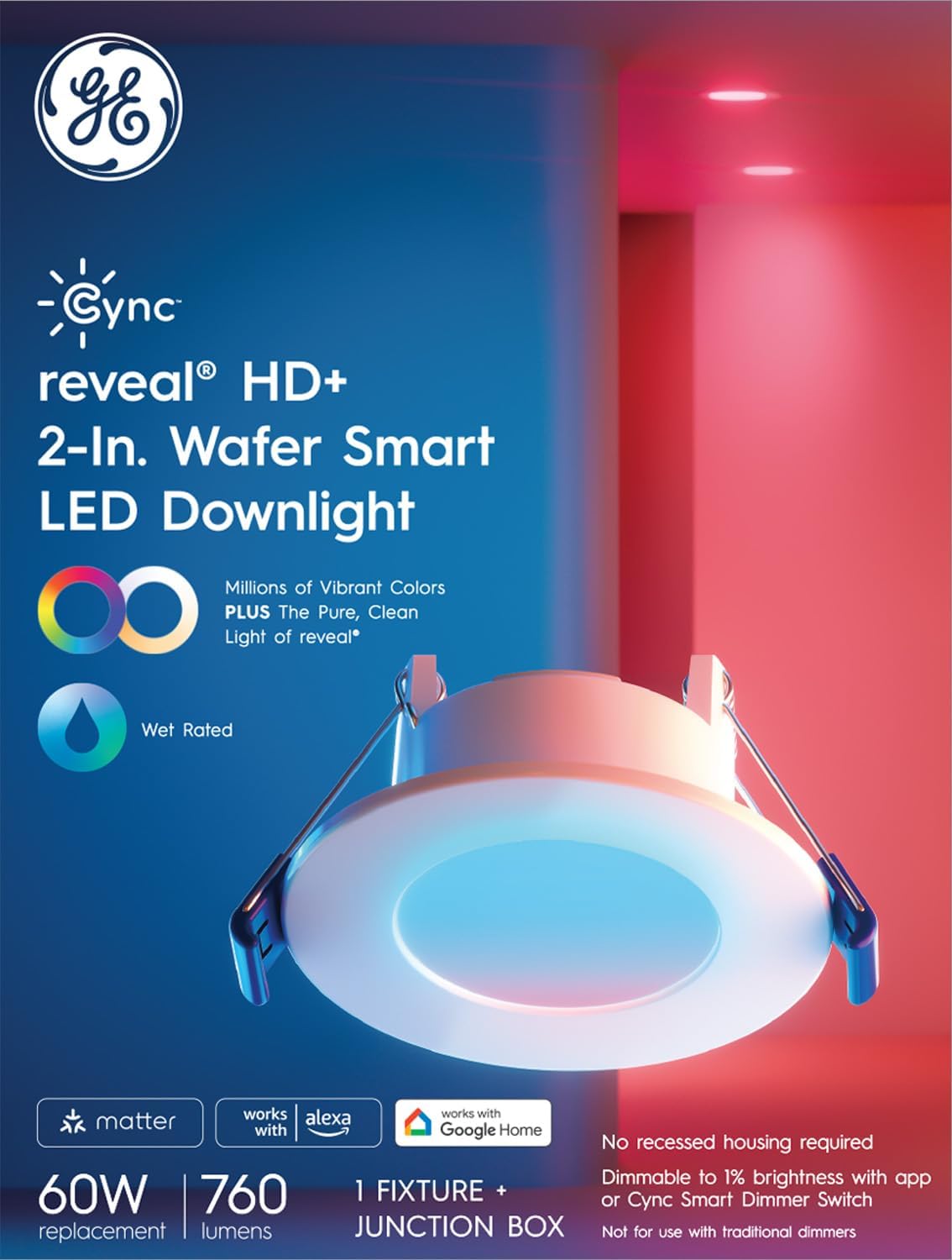 Ge cync reveal hdplus wafer smart downlight