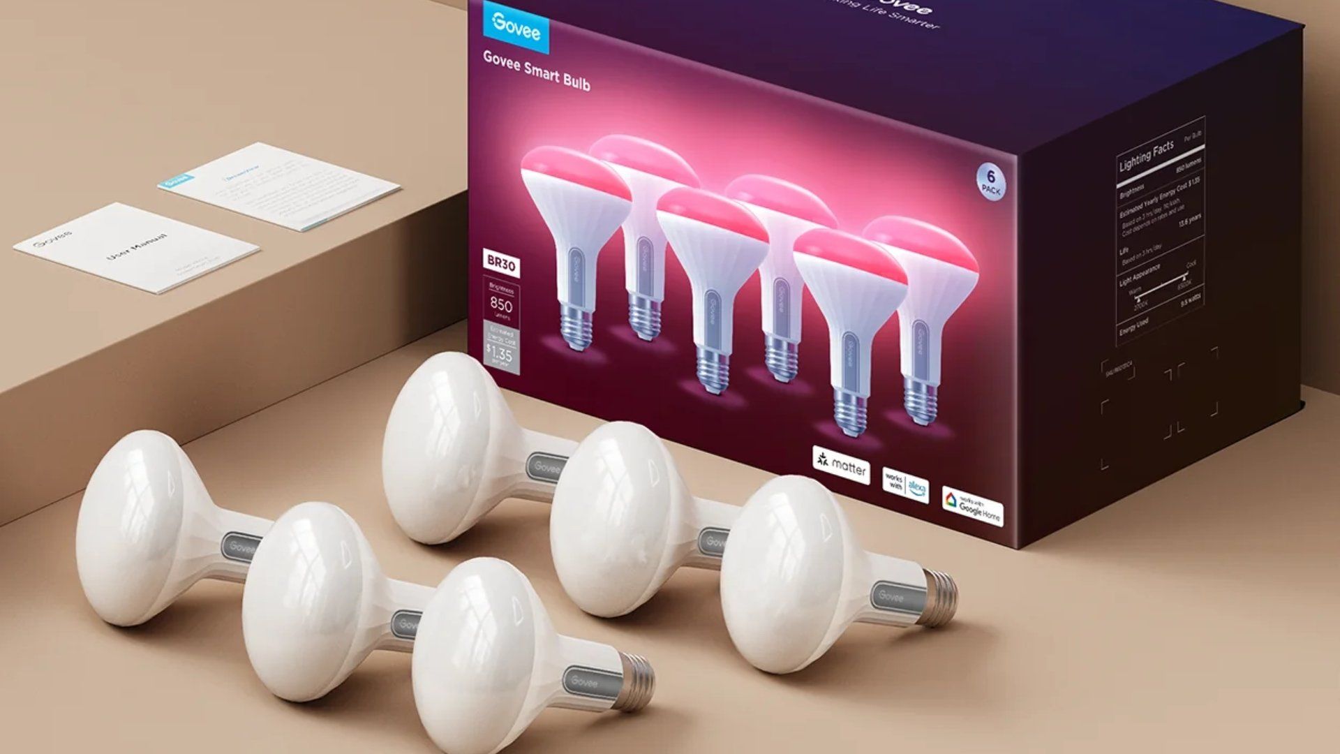 Govee br30 smart led color light bulb packaging