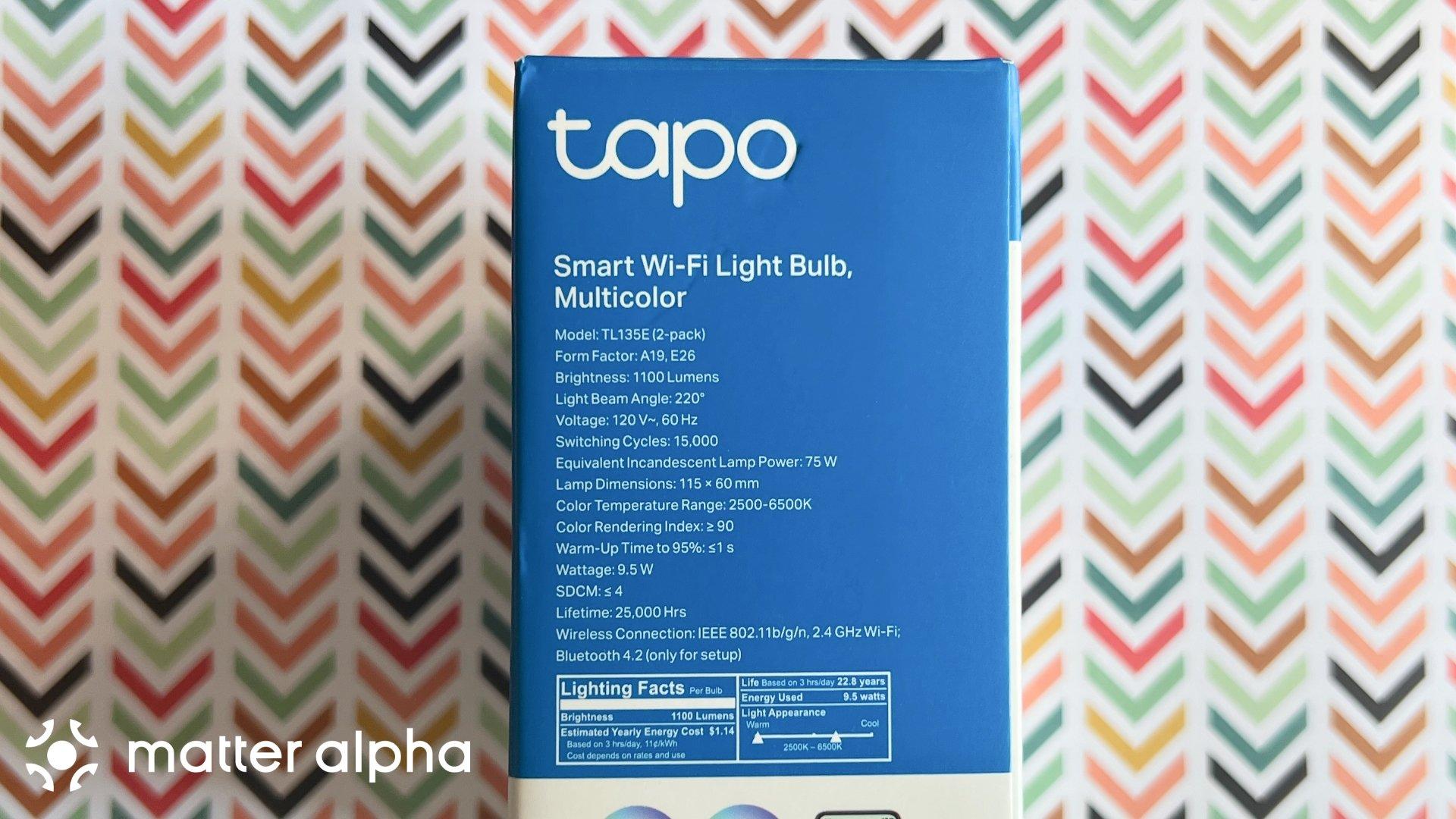 Tapo smart light bulb review box side