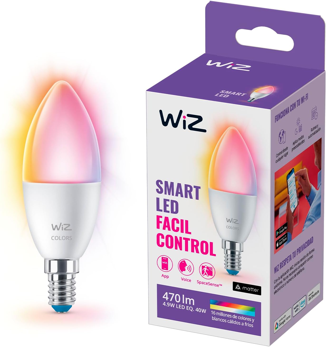 Wiz connected b12 color smart candle bulb