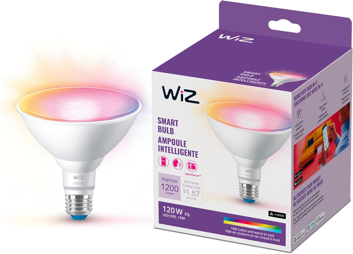 Wiz connected par38 matter smart light bulb