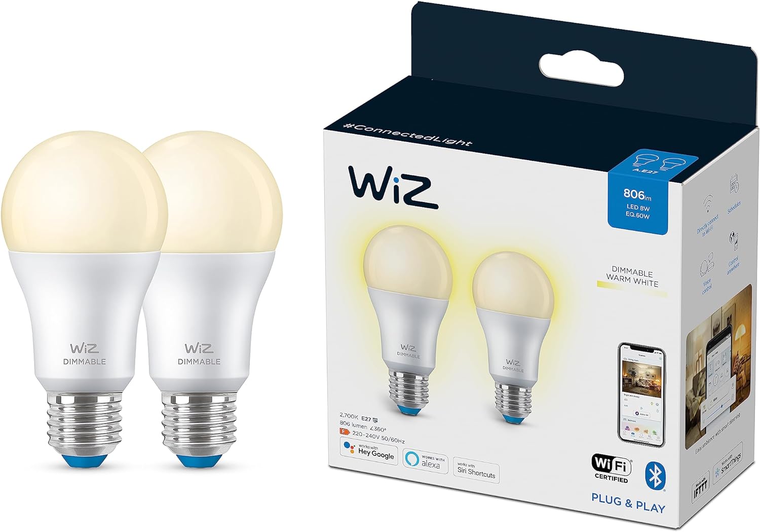 Wiz e27 dimmable warm white